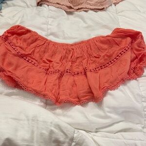 Women's Coral Lace Trim crop top
